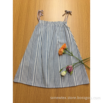 casual striped A shape strapy girls dress